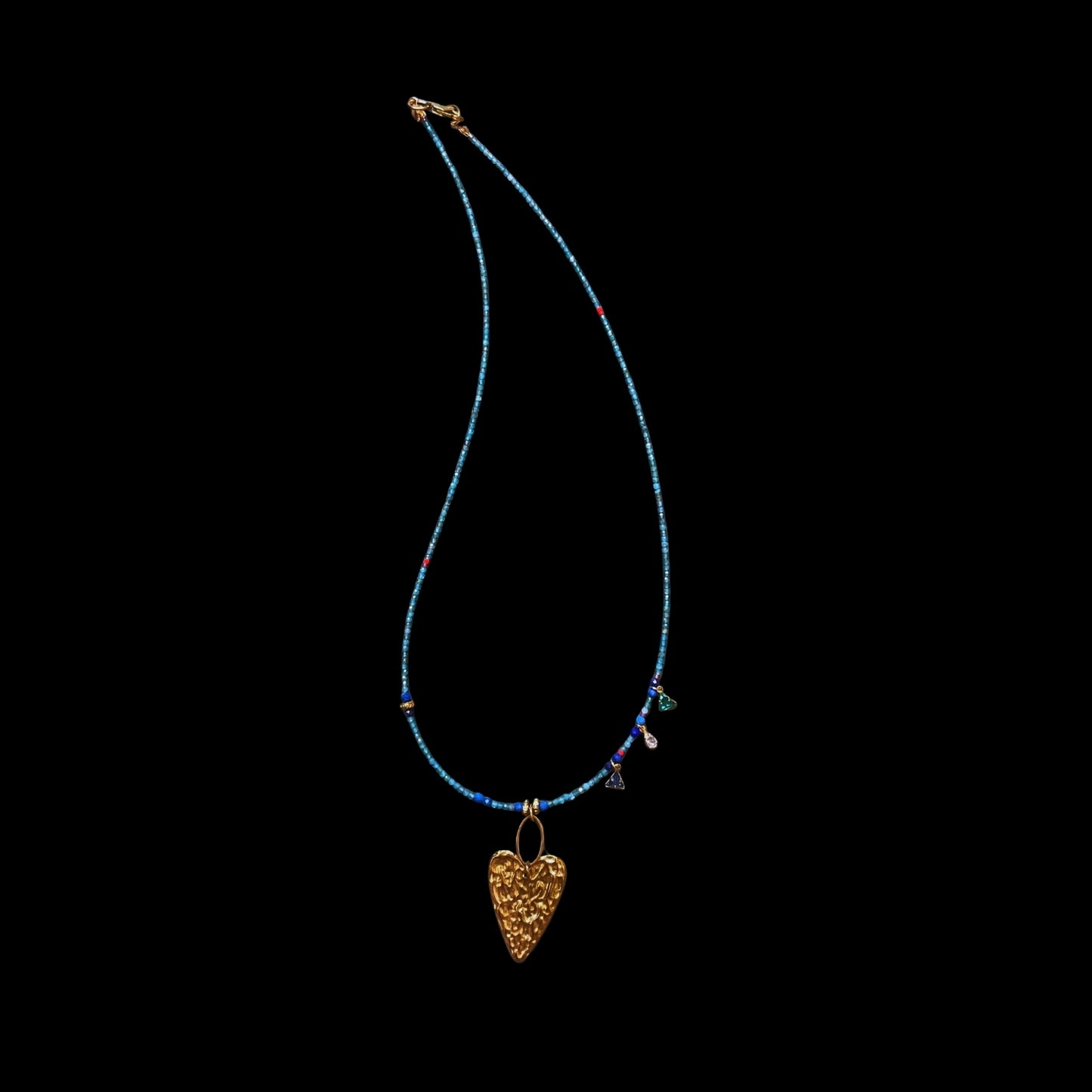 4AM Blues | Apatite & Lapis Lazuli Necklace with Melting Heart Charm