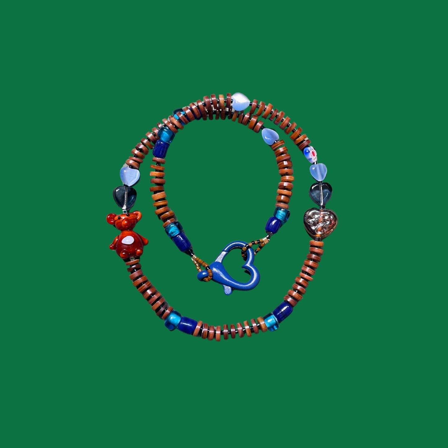 90s Kid | Nacre Necklace with Teddy Bear Figure