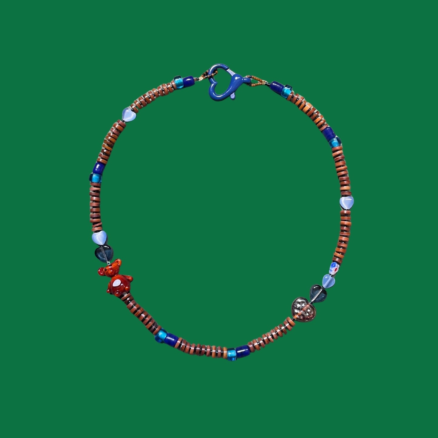 90s Kid | Nacre Necklace with Teddy Bear Figure