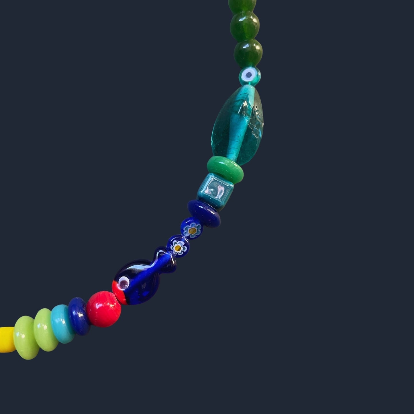 Big Fish Little Fish | Colorful Glass Necklace with Murano Fish Bead