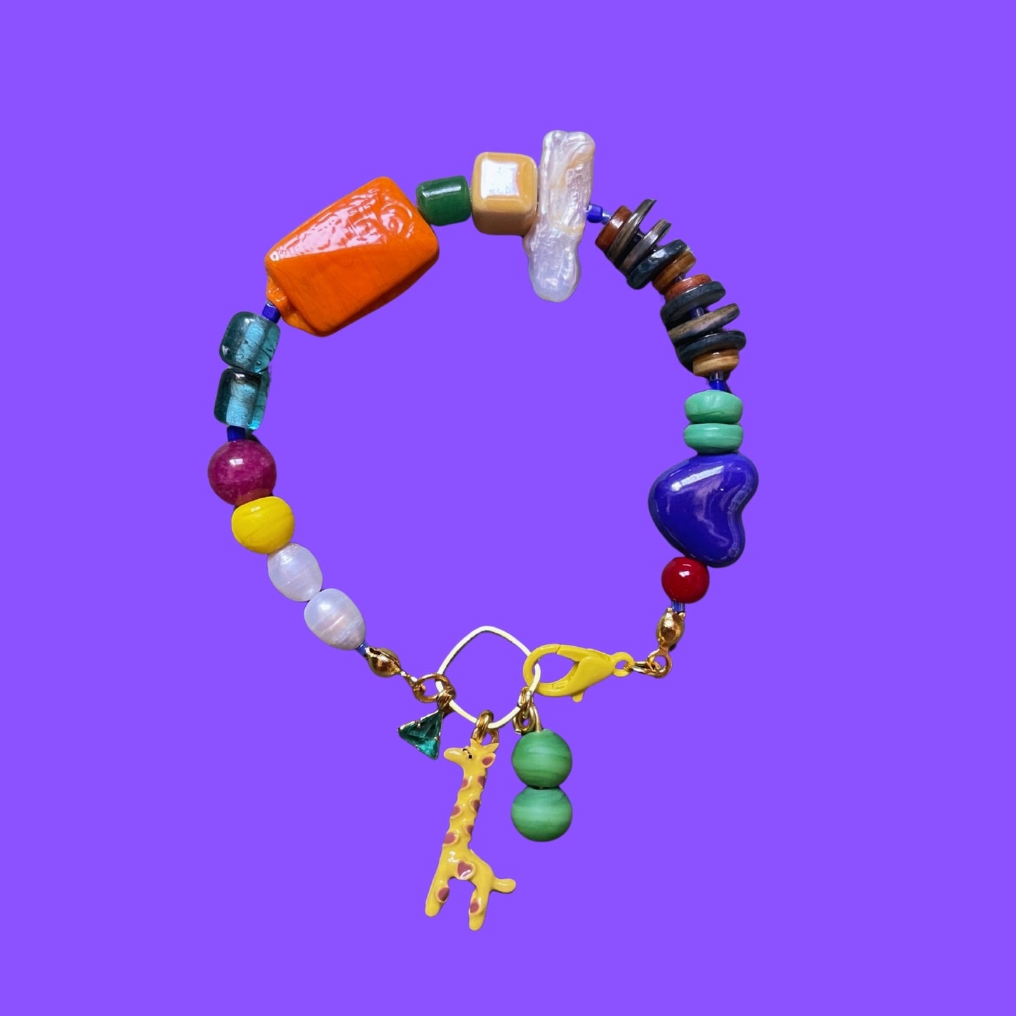 Giraffic Art | Fun Glass & Pearl Beaded Giraffe Bracelet