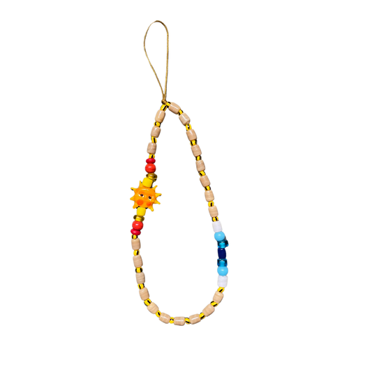 Desert Sun – Beaded Phone Charm with Murano Glass Sun