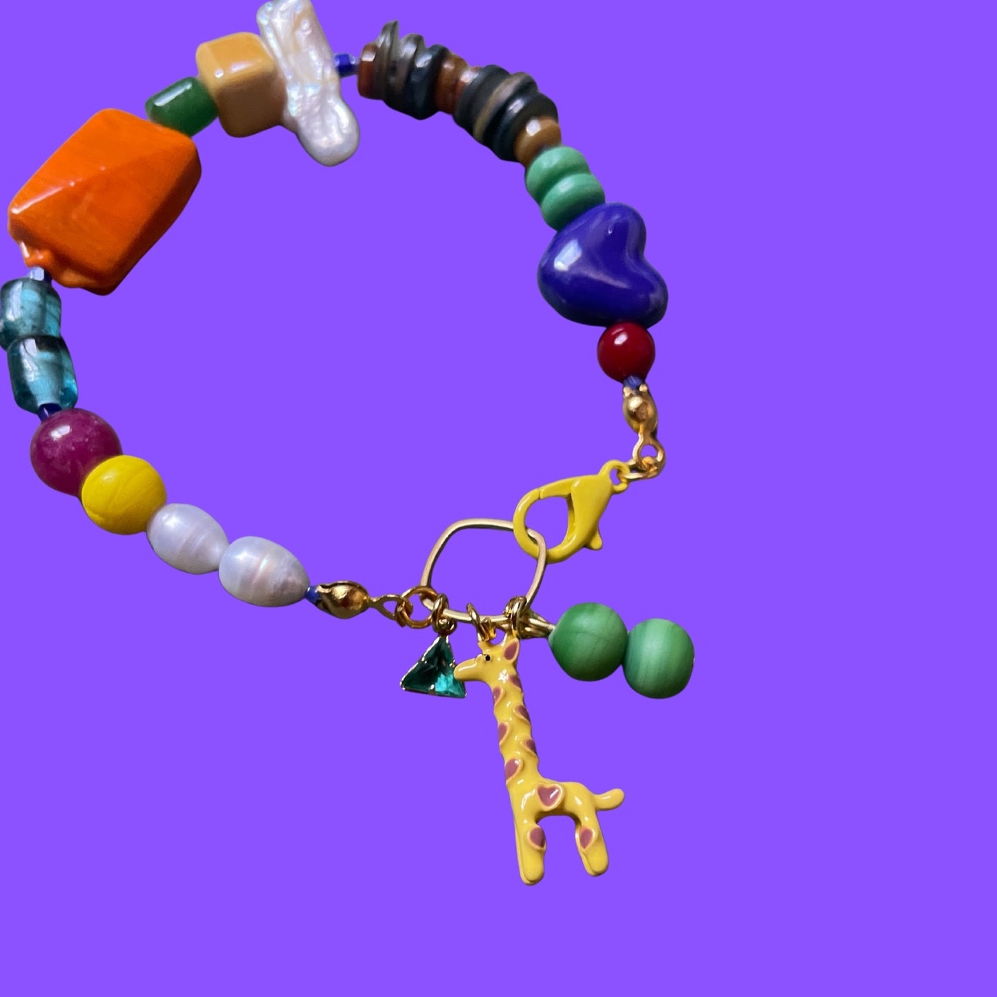 Giraffic Art | Fun Glass & Pearl Beaded Giraffe Bracelet