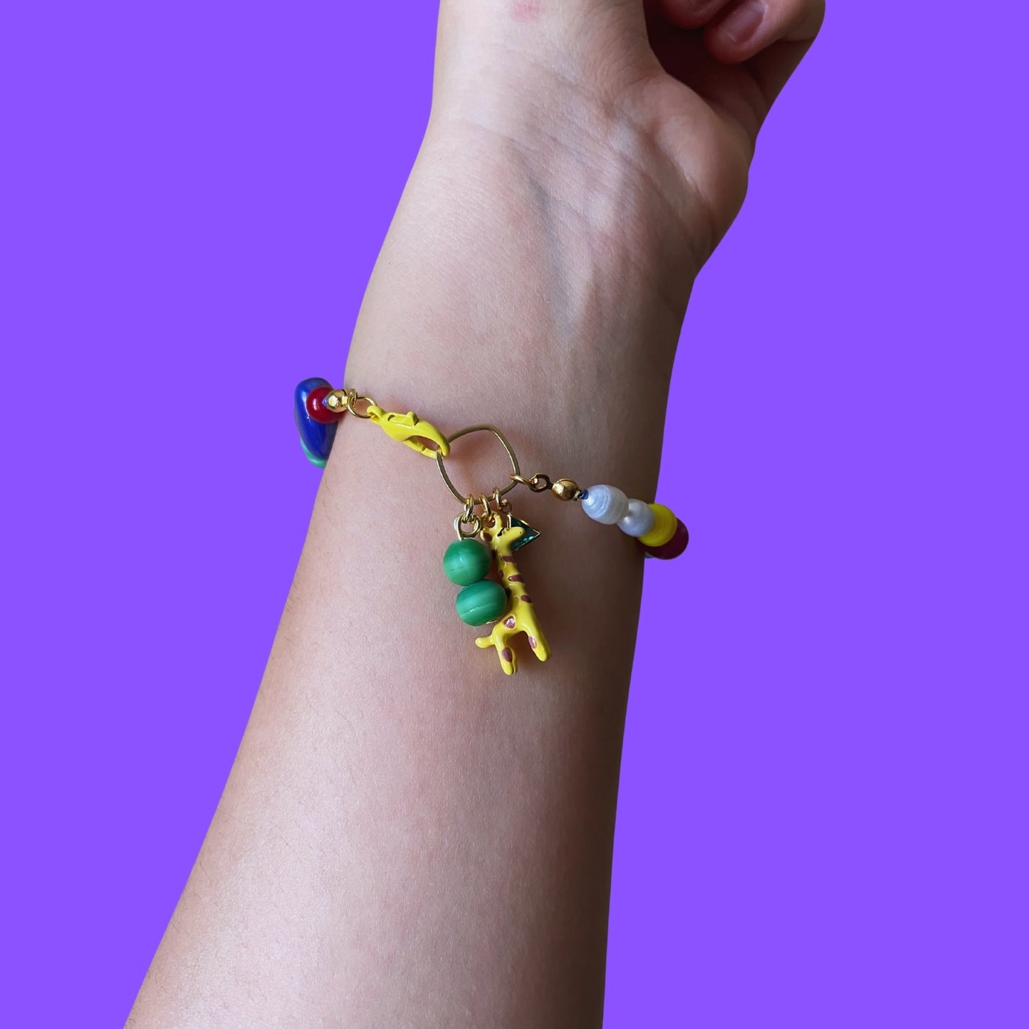 Giraffic Art | Fun Glass & Pearl Beaded Giraffe Bracelet